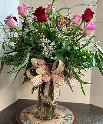 Birthday Roses, dozen mixed
