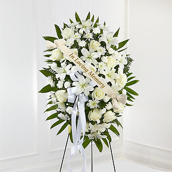 Exquisite Tribute Standing Spray with Memorial Ribbon