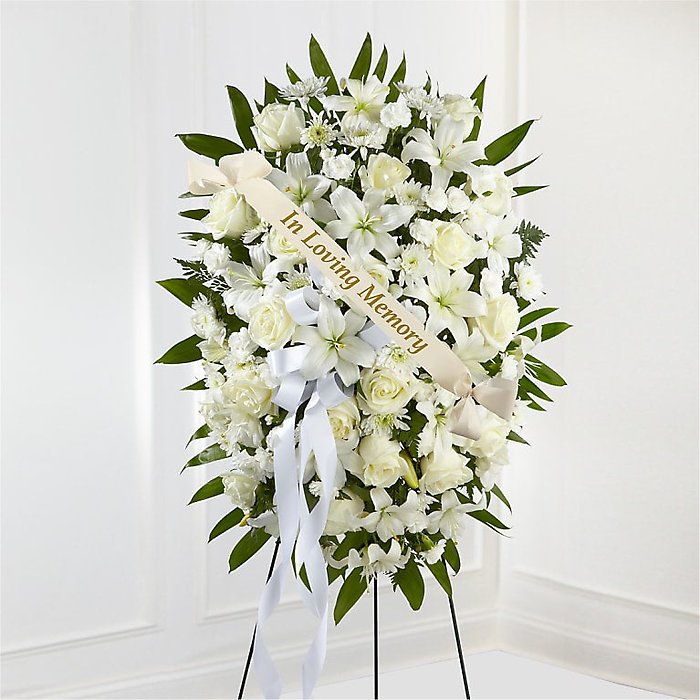 Exquisite Tribute Standing Spray with Memorial Ribbon
