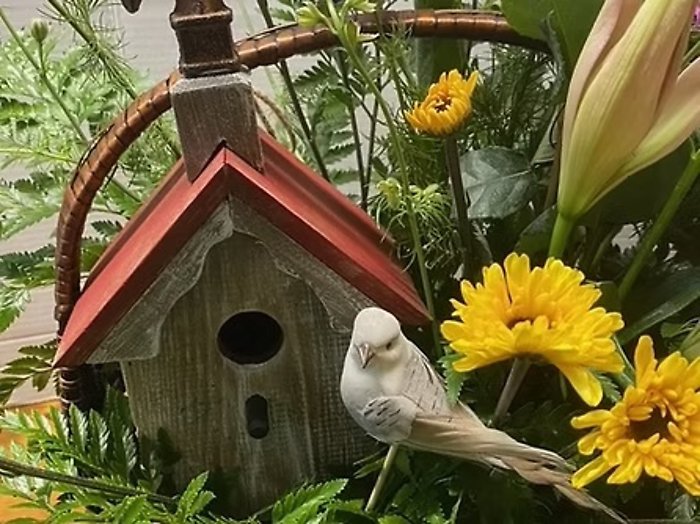 Bird House Floral Basket