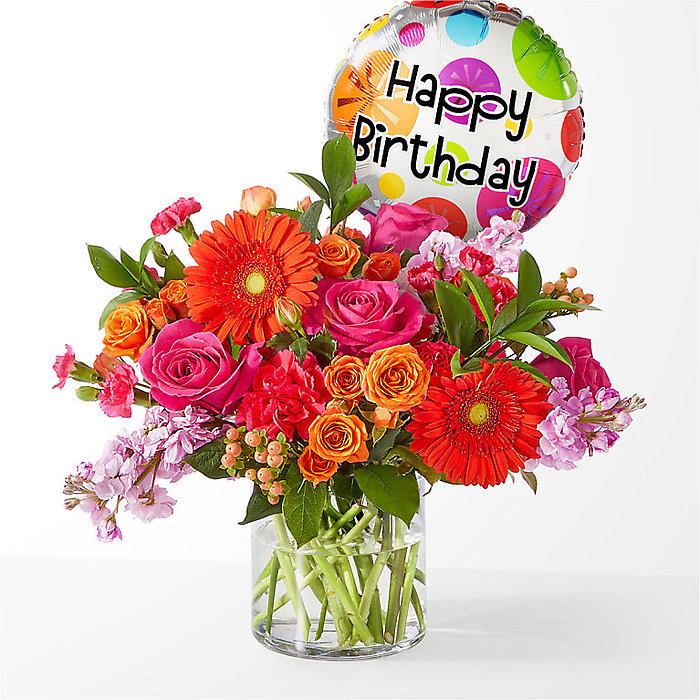 Fiesta Bouquet with Birthday Balloon