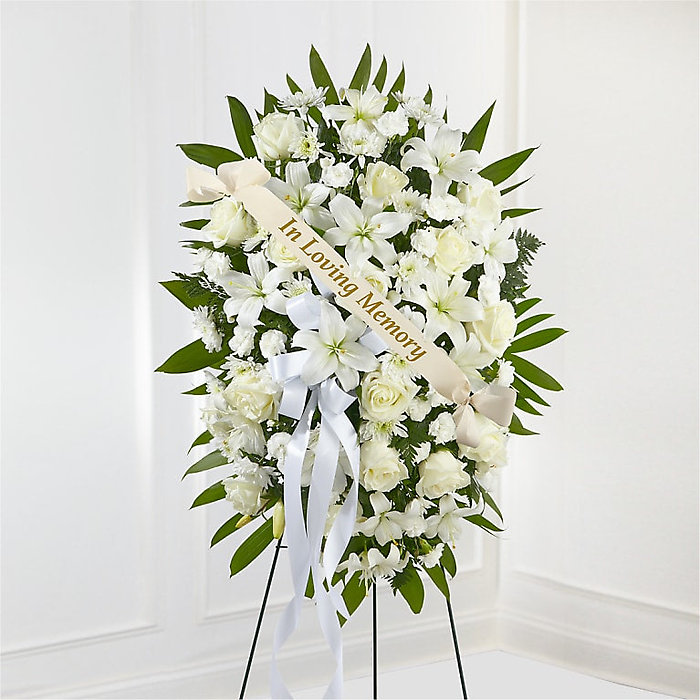 Exquisite Tribute Standing Spray with Memorial Ribbon