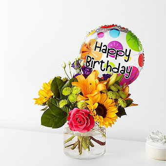 Best Day Bouquet with Birthday Balloon